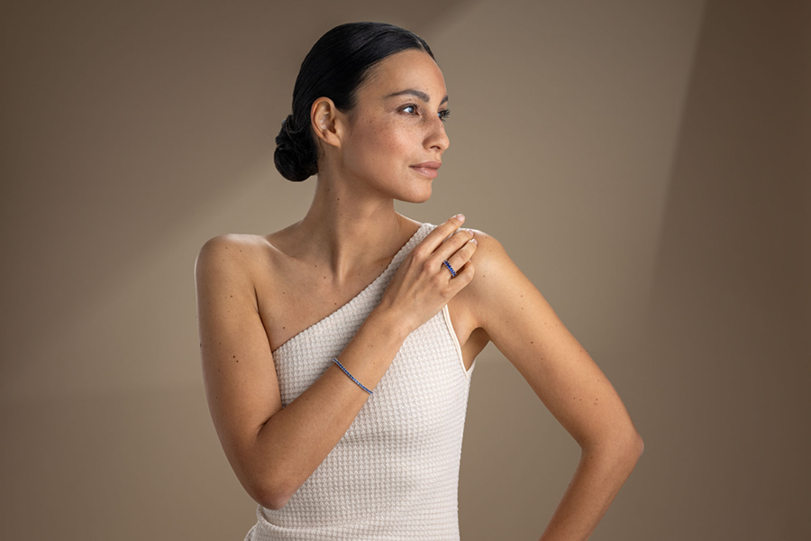 Bracciale Tennis a filo con zaffiri blu - immagine 5